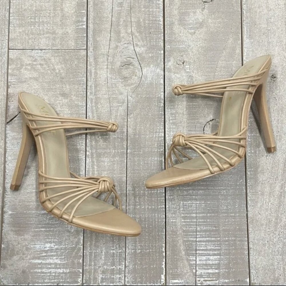 The MODE COLLECTIVE Limitless Strappy Heel Sandal In Camel Nappa